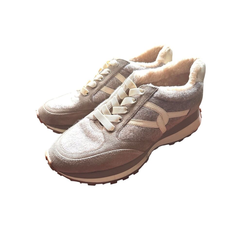 VERONICA BEARD Valentina-3 Shearling Lined Sneakers Gray Sz 8 - Picture 5 of 7
